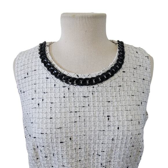 Karl Lagerfield Tweed Boucle Shift Career Business Sleeveless Work Sheath Dress - Picture 2 of 13